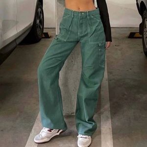 Lioness Miami Vice Cargo Wide Leg Barrel Jean Pant in Forrest Green